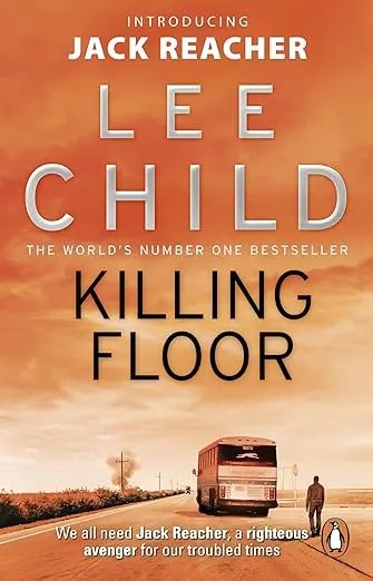 Lee Child's novel Killing Floor book cover, illustrating brand positioning on the bookshelf